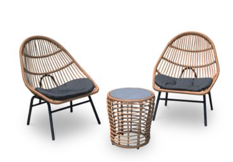 Driesprong collection Elvie relax set 3 delig Bamboo Afmetingen: Fauteuil L74 x B74 x H90, Bijzettafel: ⌀42 x H46