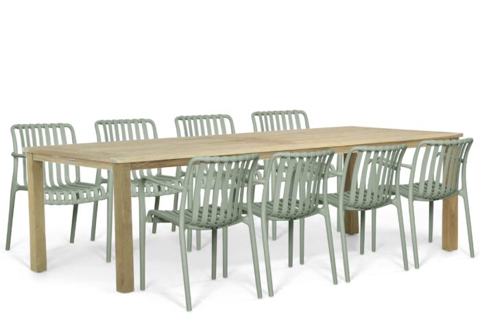 Domani Furniture Alba/Weston 300×90 cm dining tuinset 9-delig – Groen