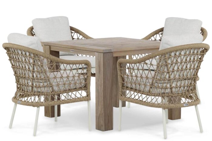 Coco Bali/Brighton 100 cm dining tuinset 5-delig – Taupe-naturel-bruin