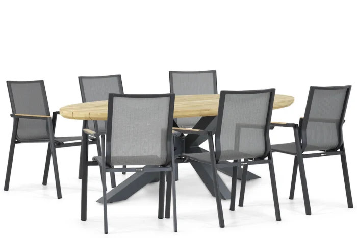 Lifestyle Garden Furniture Fiora/Diogo 240 cm dining tuinset 7-delig - Grijs-antraciet