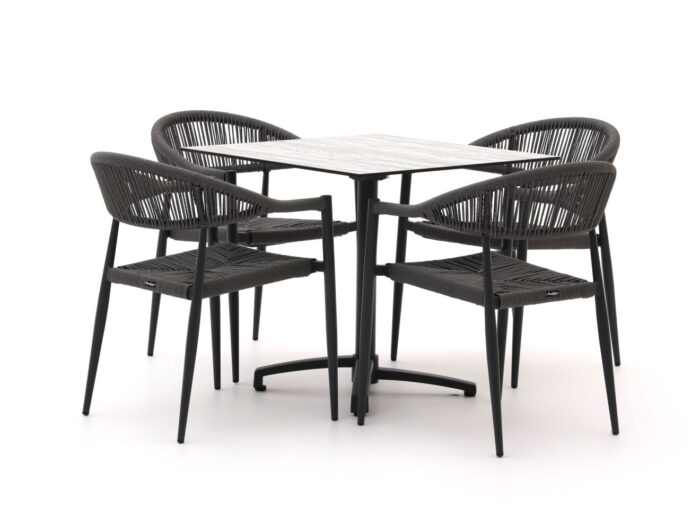 Manifesto Furniture Manifesto Belpasso/Canzo 80cm dining tuinset 5-delig stapelbaar inklapbaar Laagste prijsgarantie! – Grijs