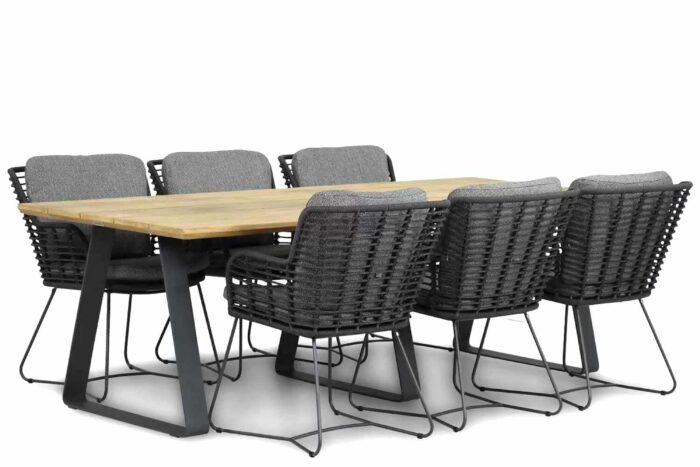 4 Seasons Outdoor Fabrice/Palta 240 cm dining tuinset 7-delig – Grijs-antraciet