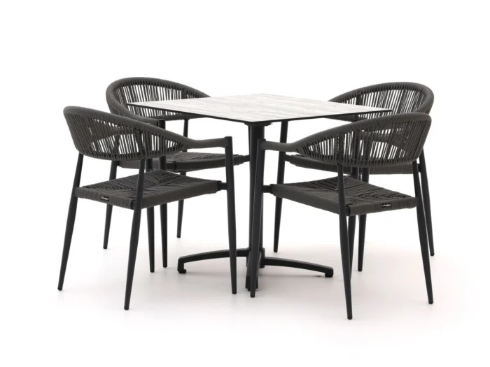 Manifesto Furniture Belpasso/Canzo 80cm dining tuinset 5-delig stapelbaar inklapbaar - Grijs