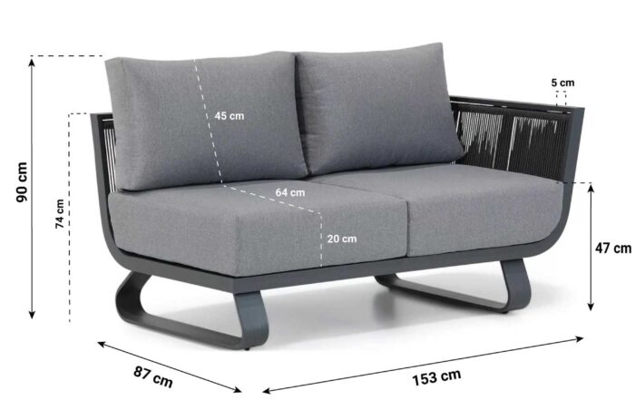Santika Furniture Corniche open bank links – Grijs-antraciet