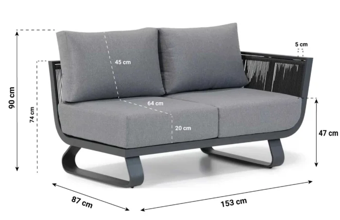 Santika Furniture Corniche open bank links - Grijs-antraciet