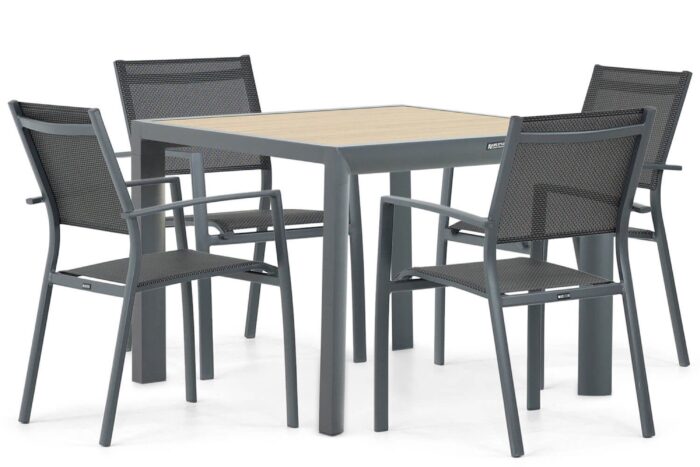 Lifestyle Garden Furniture Sella/Borello 100 cm dining tuinset 5-delig – Grijs-antraciet