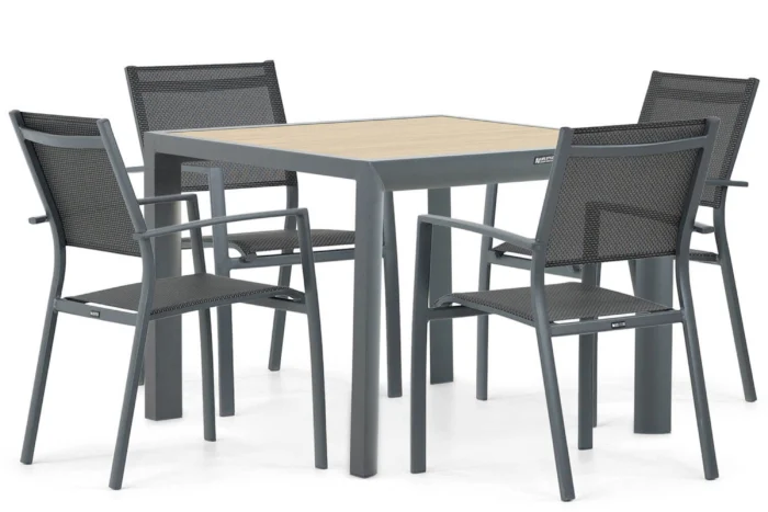 Lifestyle Garden Furniture Sella/Borello 100 cm dining tuinset 5-delig - Grijs-antraciet
