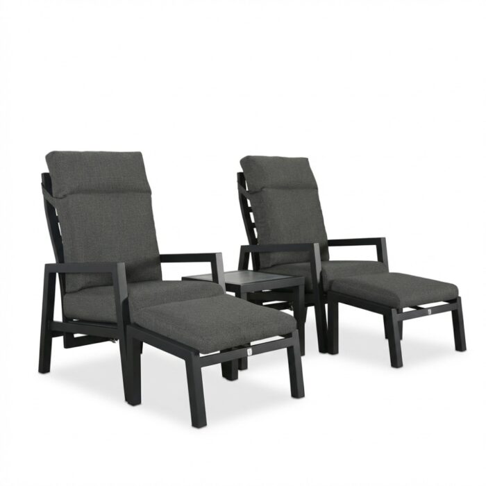 LUX outdoor living Chicago lounge balkonset verstelbaar 2 personen | aluminium + keramiek | antraciet | 5-delig