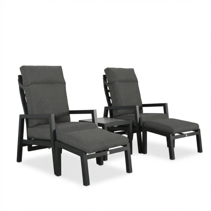 LUX outdoor living Chicago lounge balkonset verstelbaar 2 personen | aluminium + keramiek | antraciet | 5-delig