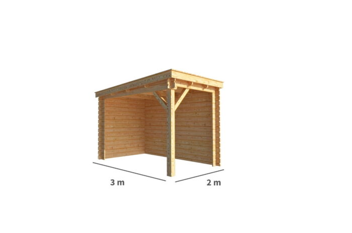 Warentuin collection Overkapping Els-Lieve 200 cm bij 300 cm diep lessenaarsdak – bruin