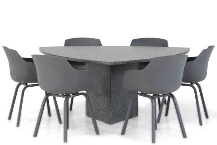 Lifestyle Garden Furniture Salina/Graniet triangel 170 cm dining tuinset 7-delig – Grijs-antraciet