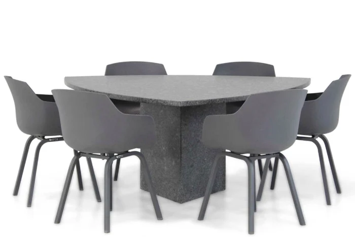 Lifestyle Garden Furniture Salina/Graniet triangel 170 cm dining tuinset 7-delig - Grijs-antraciet