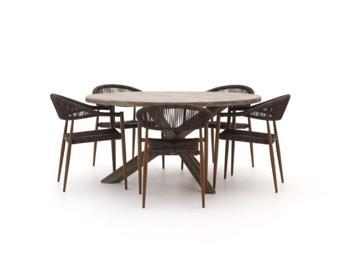 Manifesto Furniture Belpasso/ROUGH-Y ø150cm dining tuinset 6-delig stapelbaar