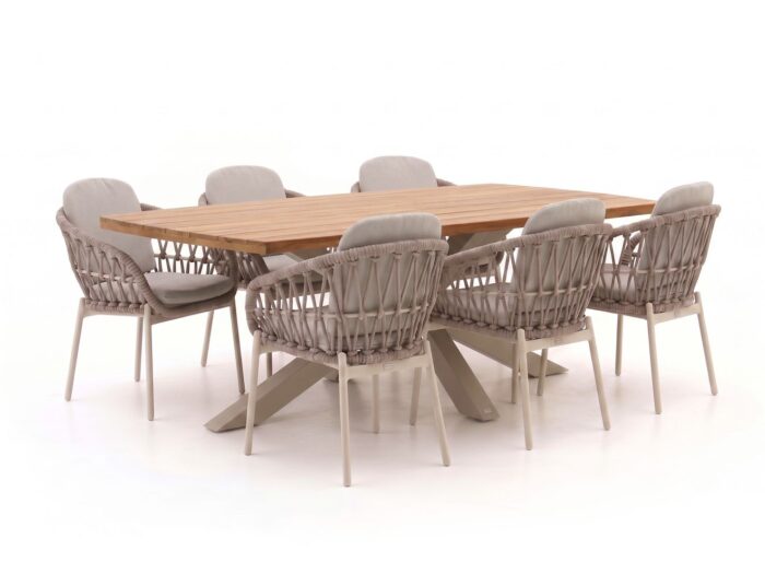 Bellagio tuinmeubelen Cupello/Induno Deens ovaal 220cm dining tuinset 7-delig – Bruin