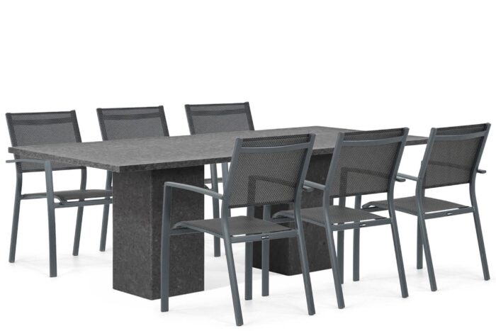 Lifestyle Garden Furniture Sella/Graniet 220 cm dining tuinset 7-delig – Grijs-antraciet