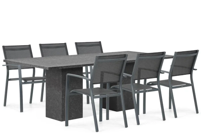 Lifestyle Garden Furniture Sella/Graniet 220 cm dining tuinset 7-delig - Grijs-antraciet