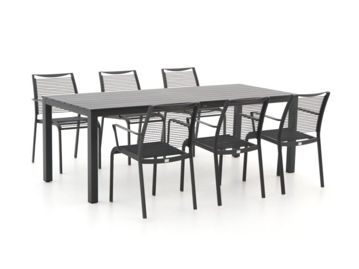 Apple Bee Hawaii/Menzano 220cm dining tuinset 7-delig stapelbaar Laagste prijsgarantie! – Grijs