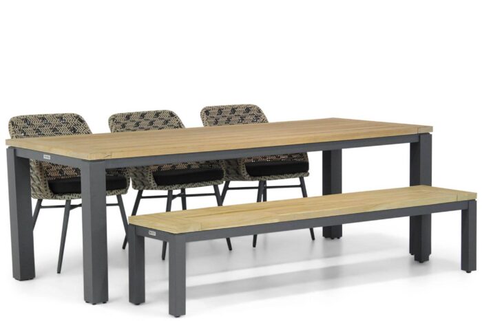 Lifestyle Garden Furniture Crossway/Veneto 230 cm dining tuinset 5-delig – Zwart-wit