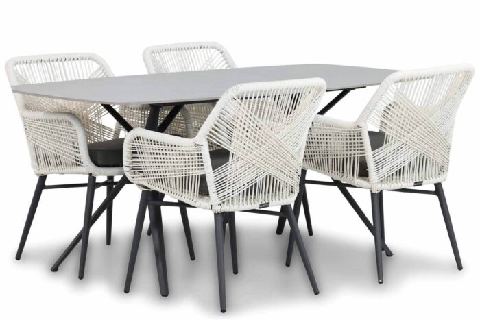 Lifestyle Garden Furniture Advance/Valerio 180 cm dining tuinset 5-delig – Wit