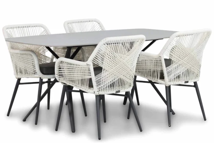 Lifestyle Garden Furniture Advance/Valerio 180 cm dining tuinset 5-delig - Wit