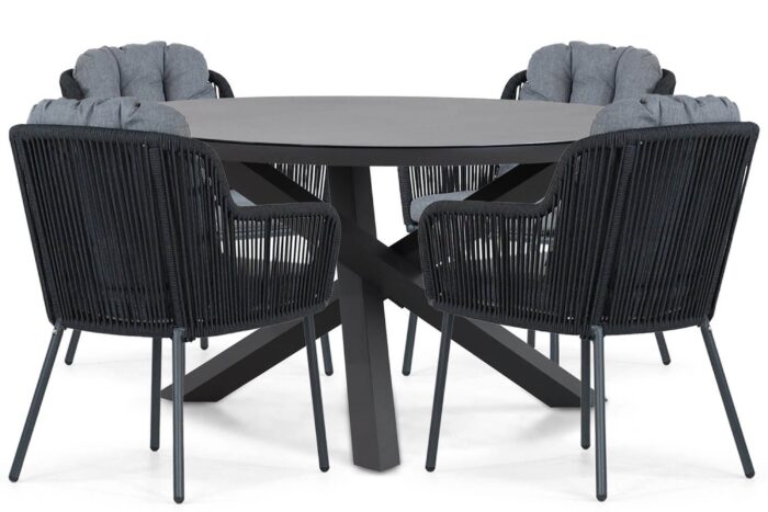 Santika Furniture Tendenza/Livorno 125 cm dining tuinset 5-delig – Grijs-antraciet