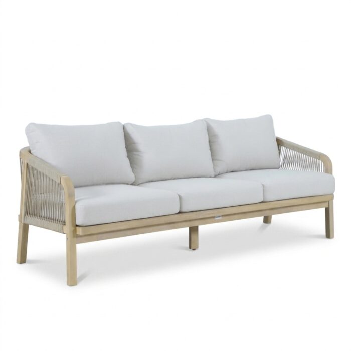 BUITEN living Rivello 3-zits tuinbank | hardhout + touw | zand | 203cm
