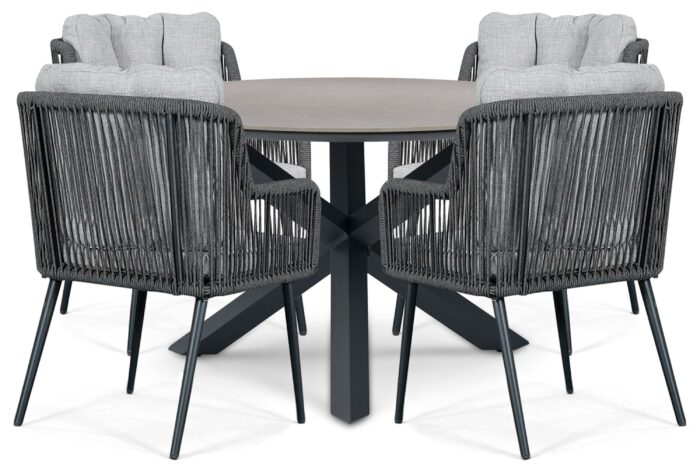 Lifestyle Garden Furniture Tivoli/Xento 120 cm dining tuinset 5-delig – Grijs-antraciet