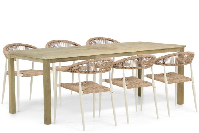 De Laan Projects Laan Granada/Weston 210 cm dining tuinset 7-delig – Taupe-naturel-bruin