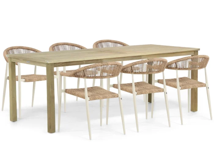 De Laan Projects Laan Granada/Weston 210 cm dining tuinset 7-delig - Taupe-naturel-bruin
