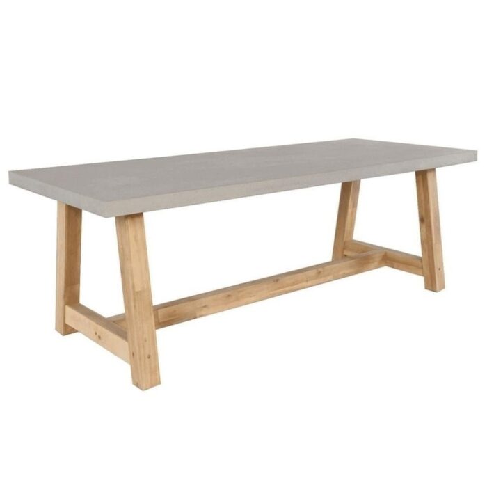 BUITEN living Veltis dining tuintafel 4 personen | polystone + hardhout | betonlook | 200cm – Light Teak, Betonlook