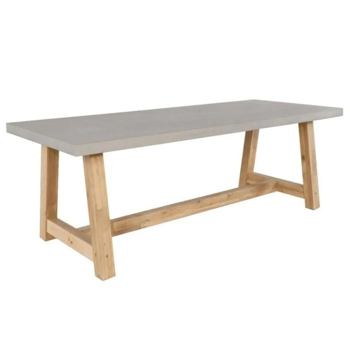 BUITEN living Veltis dining tuintafel 4 personen | polystone + hardhout | betonlook | 200cm - Light Teak, Betonlook