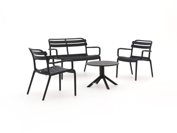 Forza Furniture Forza Vico/Rieti ø60 stoel-bank loungeset 4-delig Laagste prijsgarantie! – Zwart