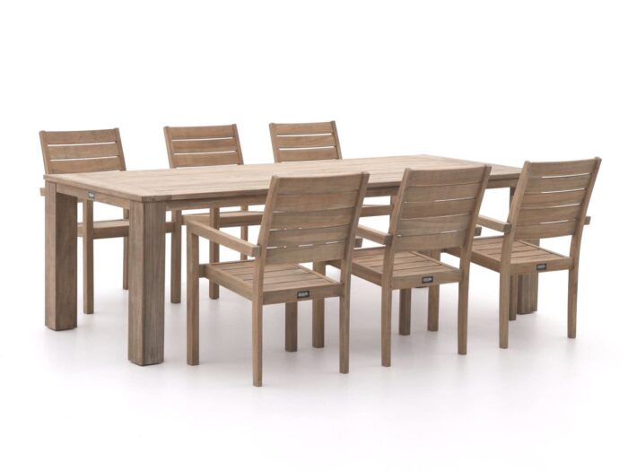 ROUGH Furniture ROUGH-S/ROUGH-X 240cm dining tuinset 7-delig stapelbaar Laagste prijsgarantie! – Bruin