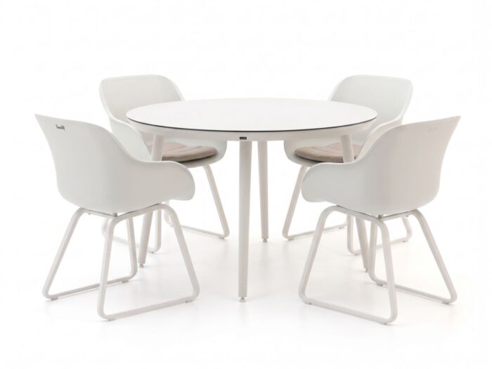 Hartman tuinmeubelen Le Soleil Element/Sophie Studio ø128cm dining tuinset 5-delig – Wit