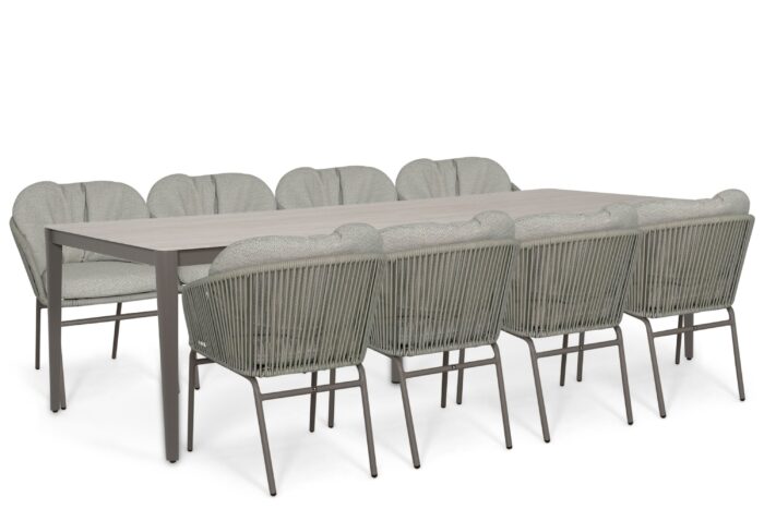 Coco Livo/Livo 280×100 cm dining tuinset 9-delig – Taupe-naturel-bruin
