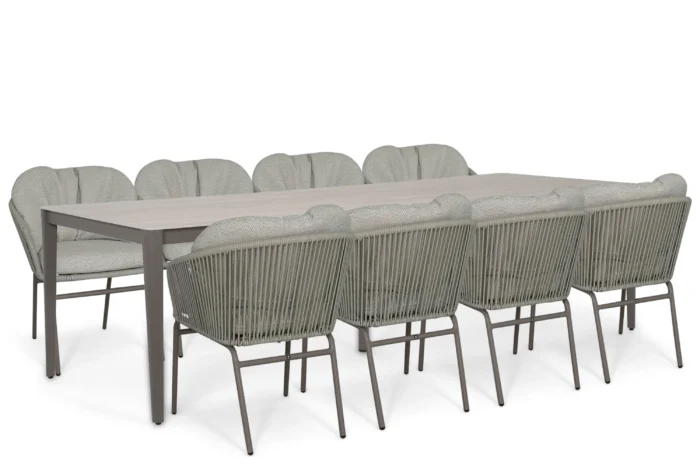 Coco Livo/Livo 280x100 cm dining tuinset 9-delig - Taupe-naturel-bruin