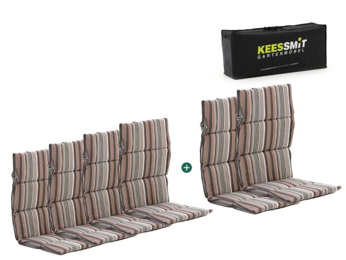 Kees Smit Collectie Madison Fiber hoog tuinkussen set van 6 Laagste prijsgarantie! – Grijs