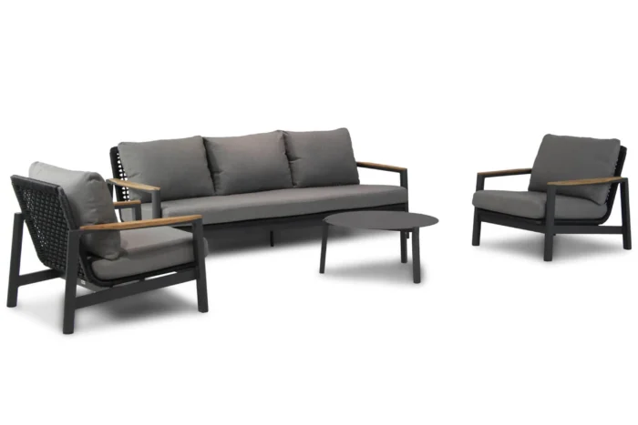 Coco Ralph/Rimini 75 cm stoel-bank loungeset 4-delig - Grijs-antraciet