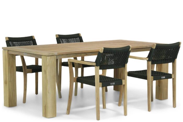 Lifestyle Garden Furniture Dallas/Brighton 200 cm dining tuinset 5-delig – Groen