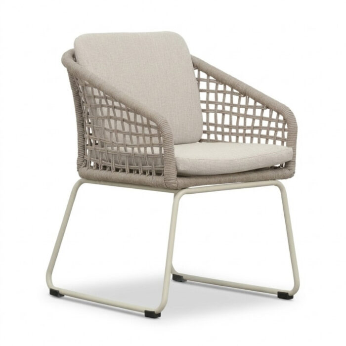 BUITEN living Tulum dining tuinstoel | touw + aluminium | Almond Beige