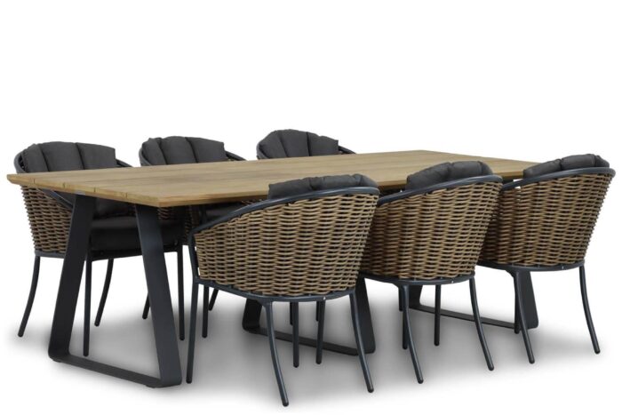Santika Furniture Tika/Palta 240 cm dining tuinset 7-delig – Grijs-antraciet