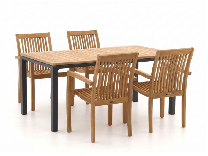 Sunyard Furniture + 15% kassakorting | Sunyard Jakarta/Linosa 180cm dining tuinset 5-delig stapelbaar