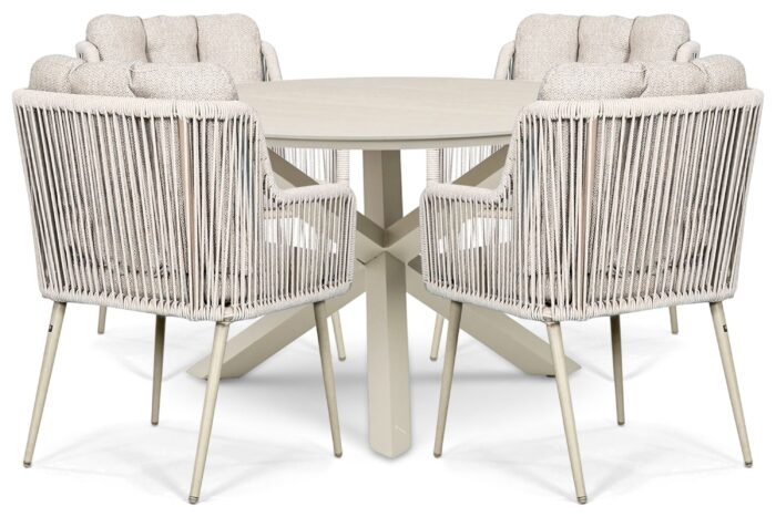 Lifestyle Garden Furniture Tivoli/Xento 120 cm dining tuinset 5-delig – Zand/Beige