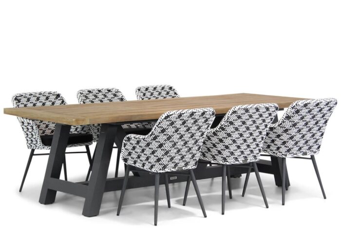 Lifestyle Garden Furniture Crossway/Trente 260 cm dining tuinset 7-delig – Zwart-wit
