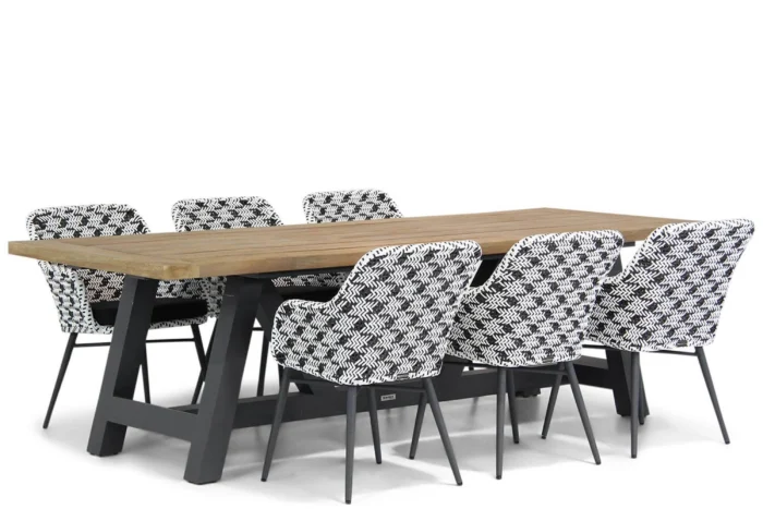 Lifestyle Garden Furniture Crossway/Trente 260 cm dining tuinset 7-delig - Zwart-wit