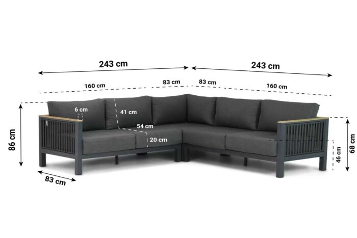 Santika Furniture Shadow hoek loungeset 3-delig – Grijs-antraciet