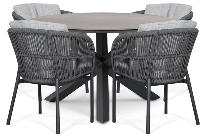 Lifestyle Garden Furniture Monaco/Xento 120 cm dining tuinset 5-delig – Grijs-antraciet