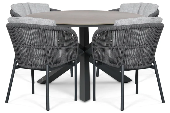 Lifestyle Garden Furniture Monaco/Xento 120 cm dining tuinset 5-delig - Grijs-antraciet
