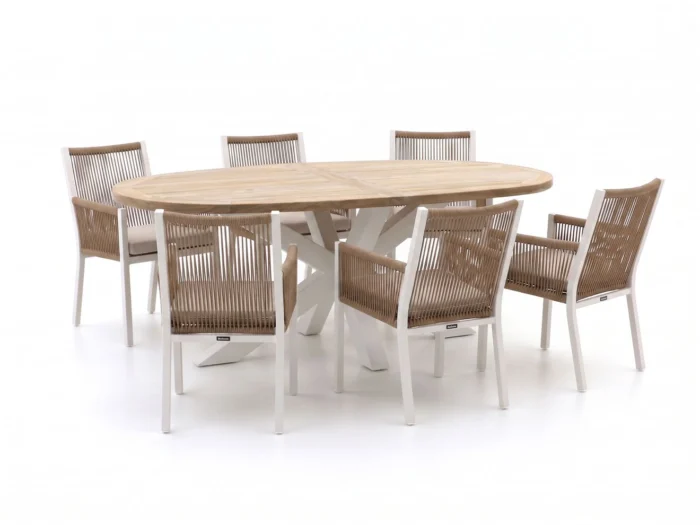 Manifesto Furniture Rivola/ROUGH-Y Ellips 200cm dining tuinset 7-delig