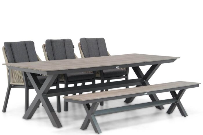 Lifestyle Garden Furniture Verona/Forest 240 cm dining tuinset 5-delig – Taupe-naturel-bruin